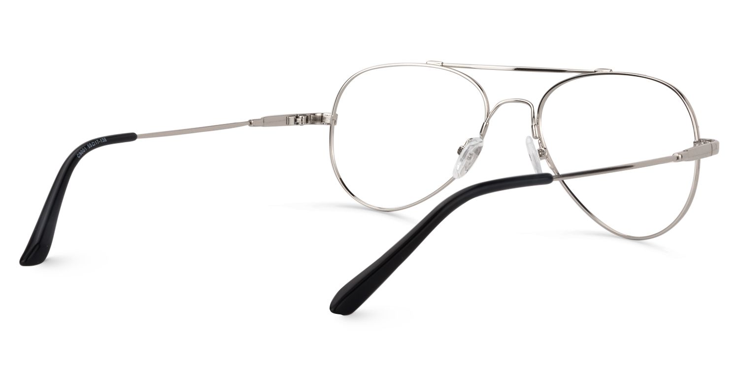 Aviator Silver Glasses | Zeelool Glasses5