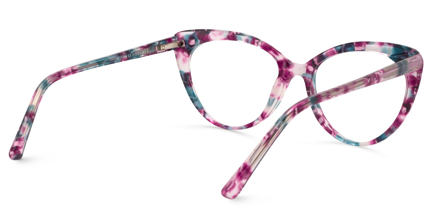 Cat Eye Purple Pattern Glasses | Zeelool Glasses5