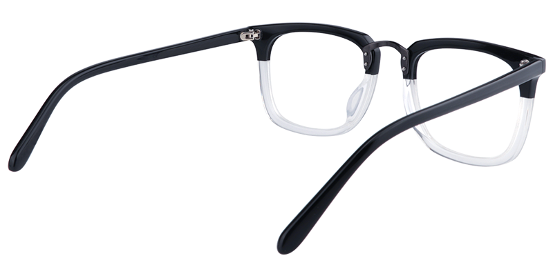 Rectangle Black-Clear Glasses | Zeelool Prescription Glasses5