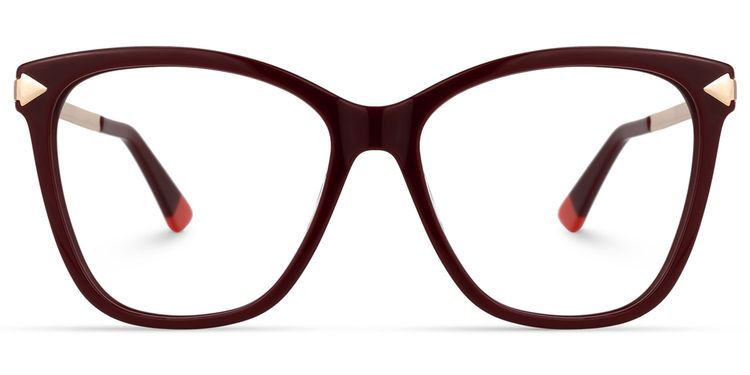 Brinelly Cateye Dark-Red Glasses