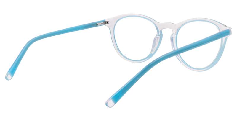 Round Blue&Clear Glasses | Zeelool Eyewear5