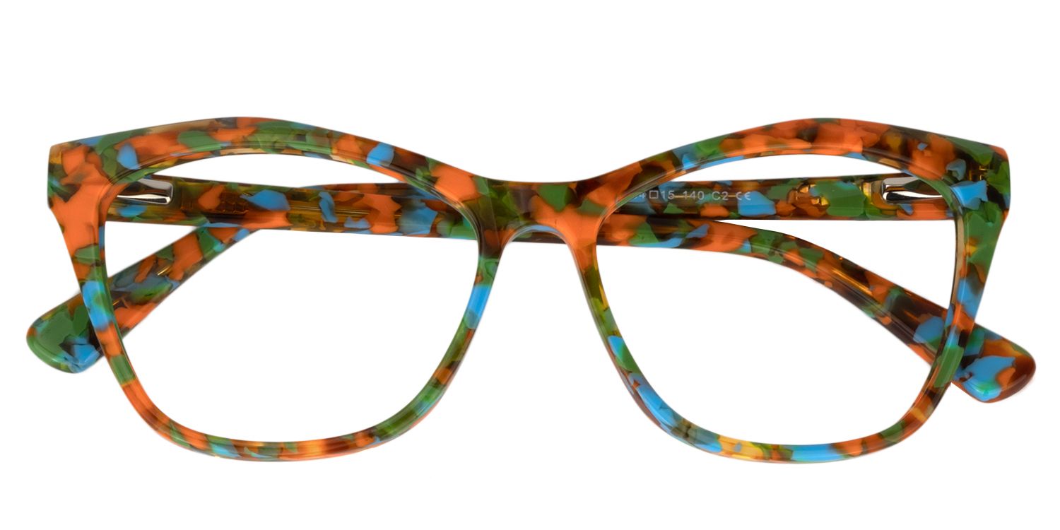 Cateye Orange Pattern Glasses | Zeelool Glasses1