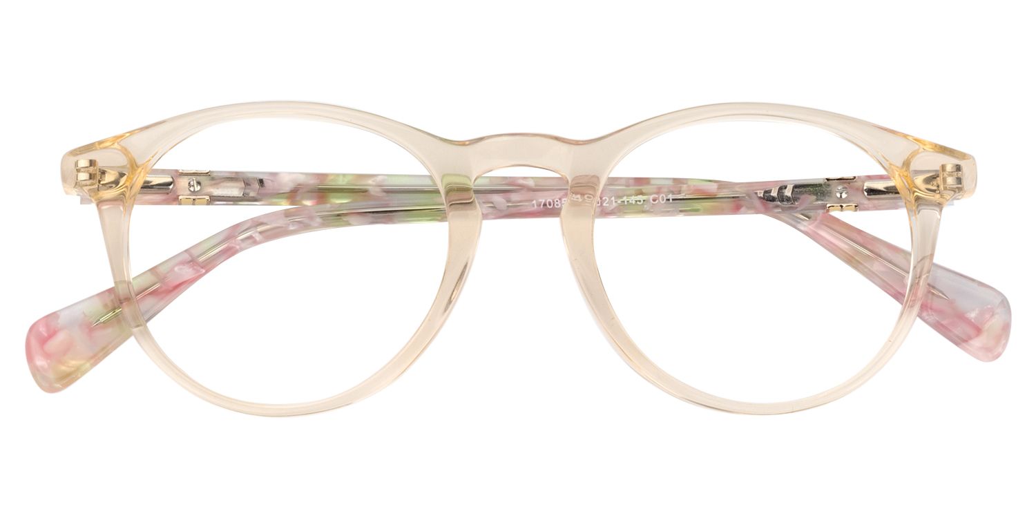 Round Beige Clear Glasses | Zeelool Glasses1