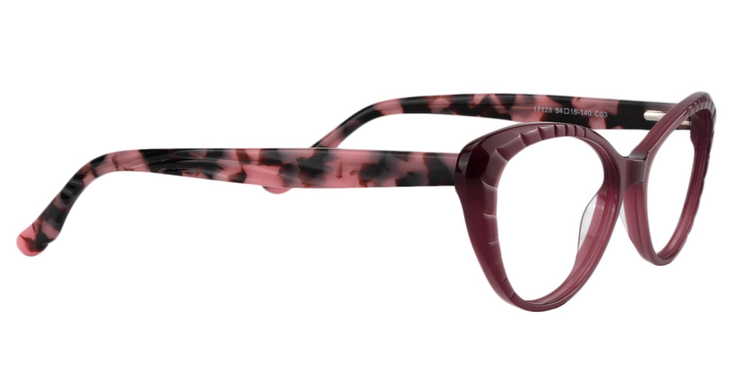Cat eye Dark Red Glasses | Zeelool Glasses4