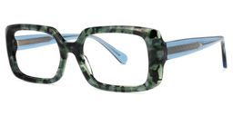 Jammie Rectangle Green-Tortoise Glasses1
