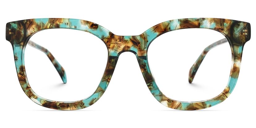 Lynette Square Green-Floral Glasses
