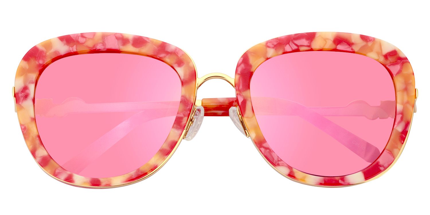 Pattern Round Pink Sunglasses | Zeelool Sunglasses1
