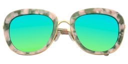 Suzanne Pattern Round Green Sunglasses1