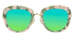 Suzanne Pattern Round Green Sunglasses0