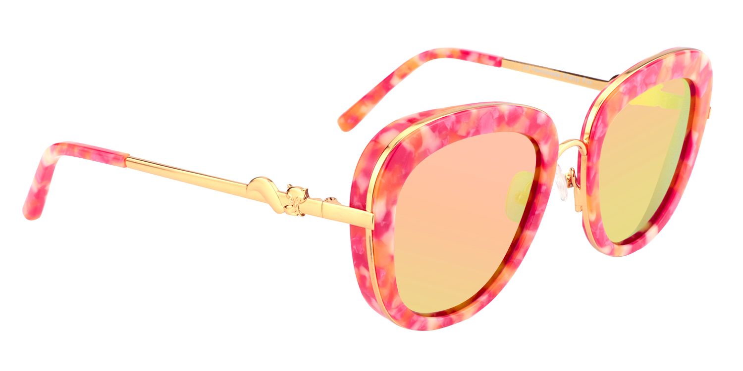 Pattern Round Pink Sunglasses | Zeelool Sunglasses4