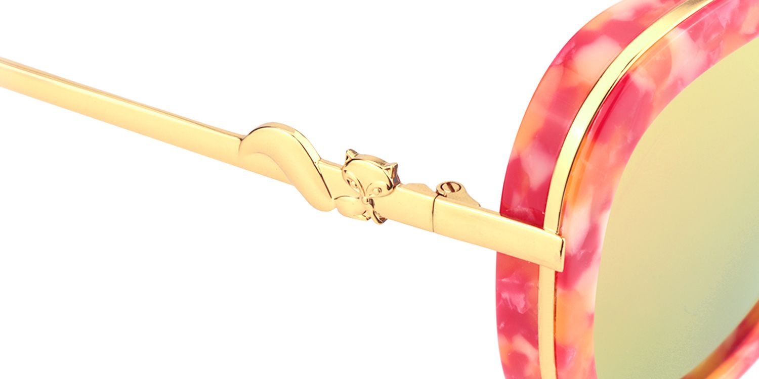 Pattern Round Pink Sunglasses | Zeelool Sunglasses3