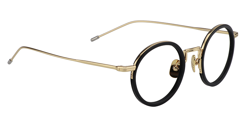 Round Black-Gold Glasses | Zeelool Eyeglass Frames3