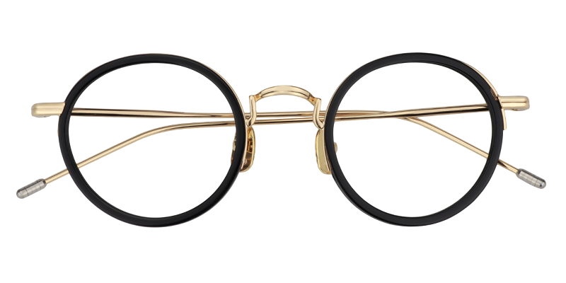 Round Black-Gold Glasses | Zeelool Eyeglass Frames1
