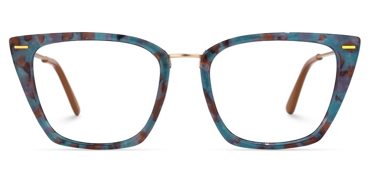 Katina Square Blue-Floral Glasses