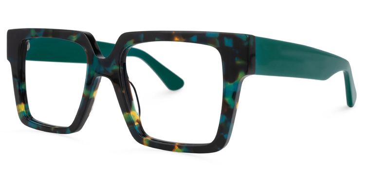 Wilmarie Square Blue-Floral Glasses