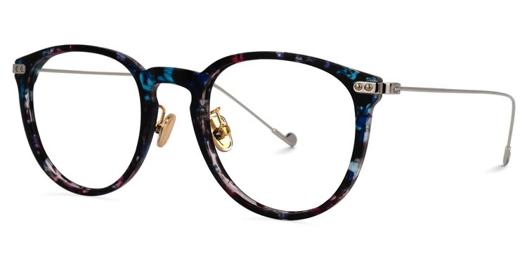 Maruchy Round Blue-Floral Glasses