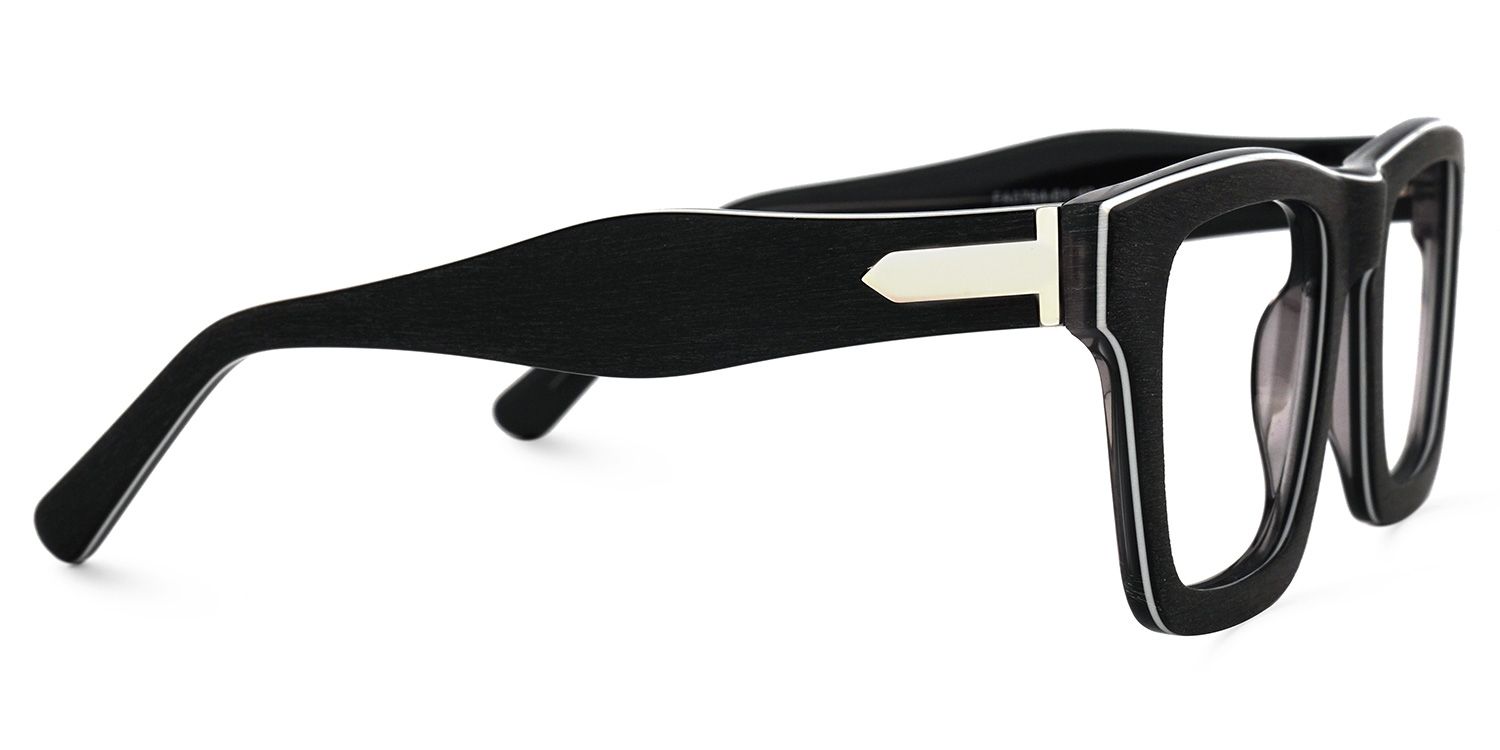 Riley Rectangle Black Frosted Frame Glasses | Zeelool3