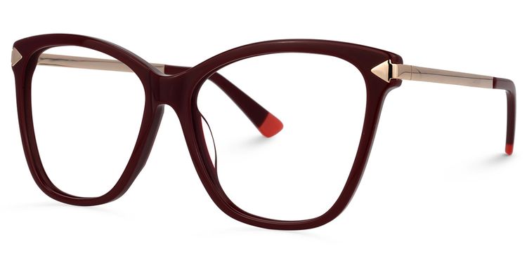 Brinelly Cateye Dark-Red Glasses