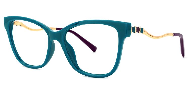 Stevens Cateye Peacock-Blue Glasses