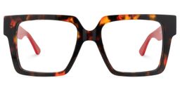 Wilmarie Square Red-Tortoise Glasses0
