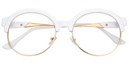Riley Browline White Round Eyeglasses1