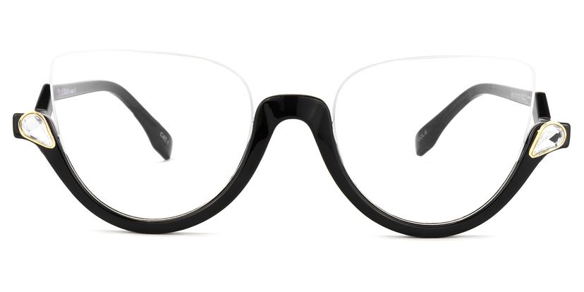 Felicia Cat Eye Black Glasses (Z-shaped Arms)