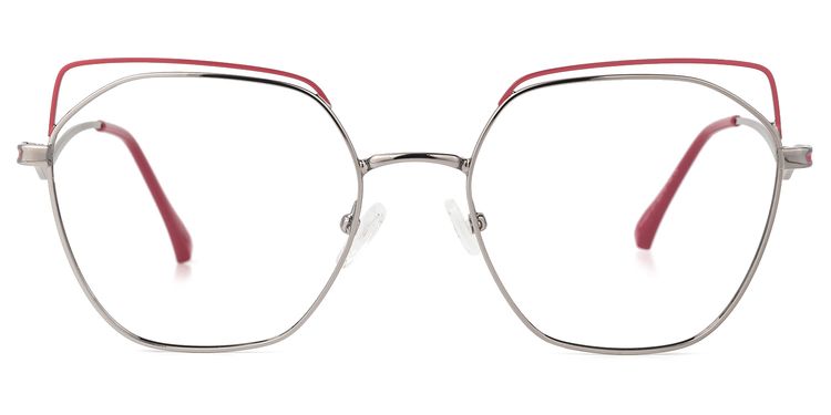 Lyth Geometric Red-Silver Glasses