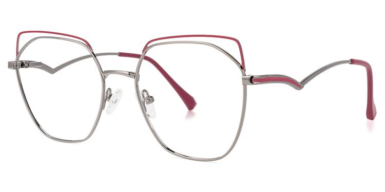 Lyth Geometric Red-Silver Glasses