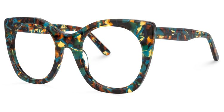 Orguita Square Blue-Floral Glasses