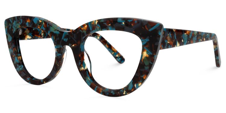 Kothari Cateye Blue-Floral Glasses