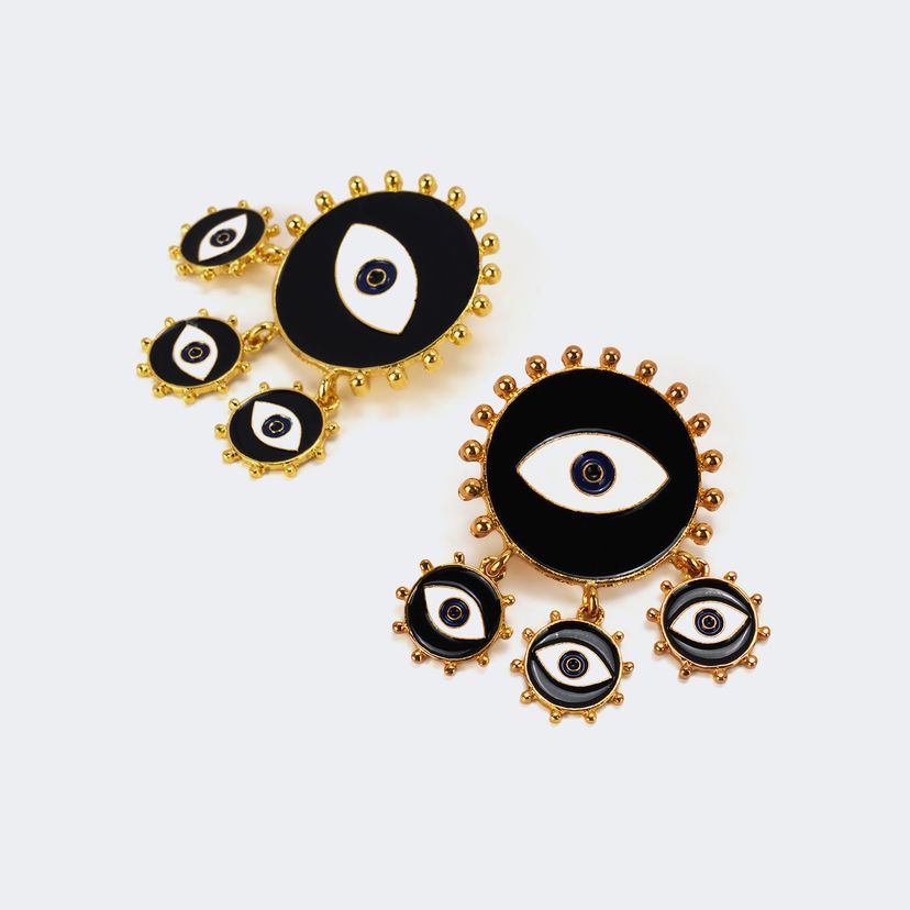 Stylish Exaggerated Eye Shape Black Earrings