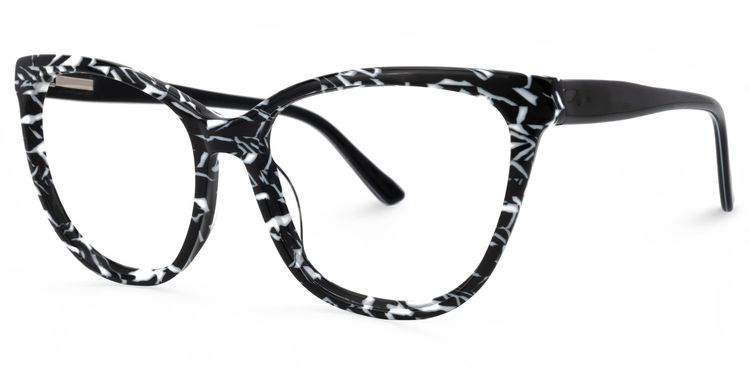 Romkey Cateye Black-White Glasses
