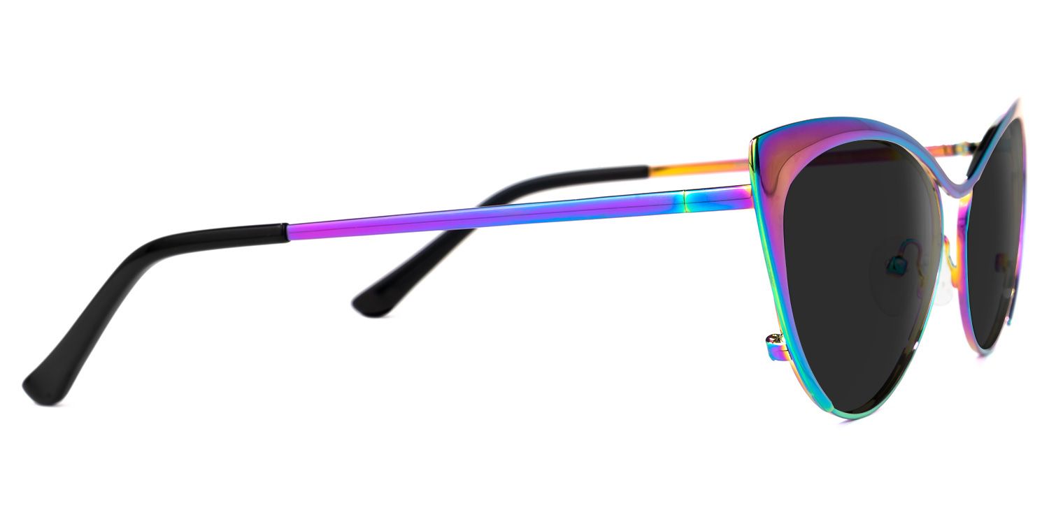 Ellen Metal Iridescent Cat Eye Frame Sunglasses | ZEELOOL2