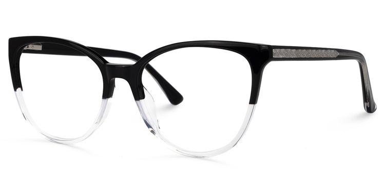 Rosario Cateye Black-Clear Glasses