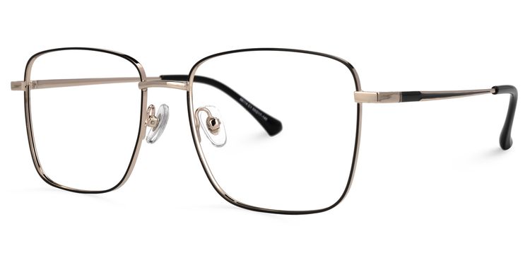 Earlene Square Black-Gold Glasses