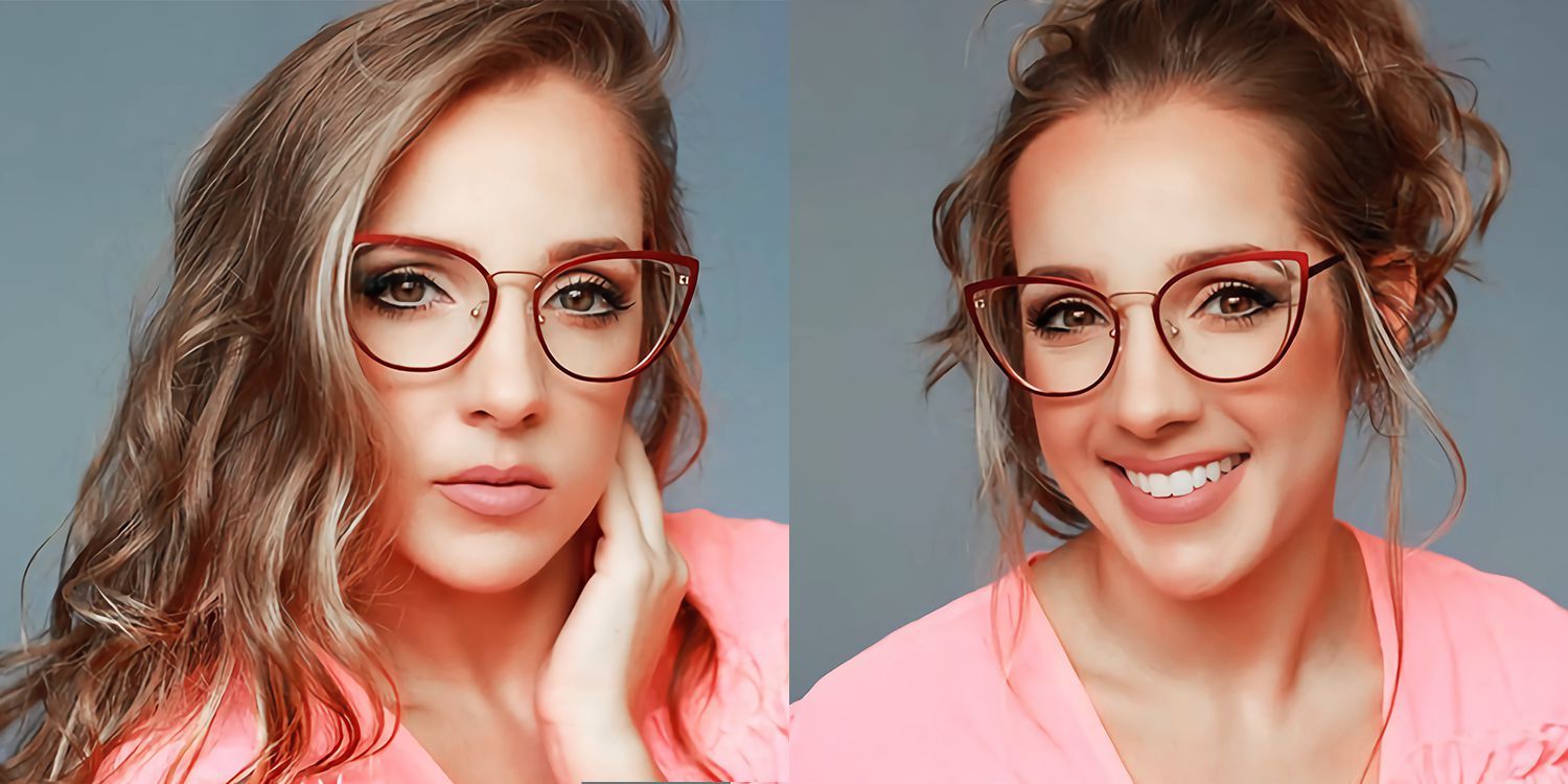 Cateye Red&Gold Glassess | Zeelool Eyeglass Frames1